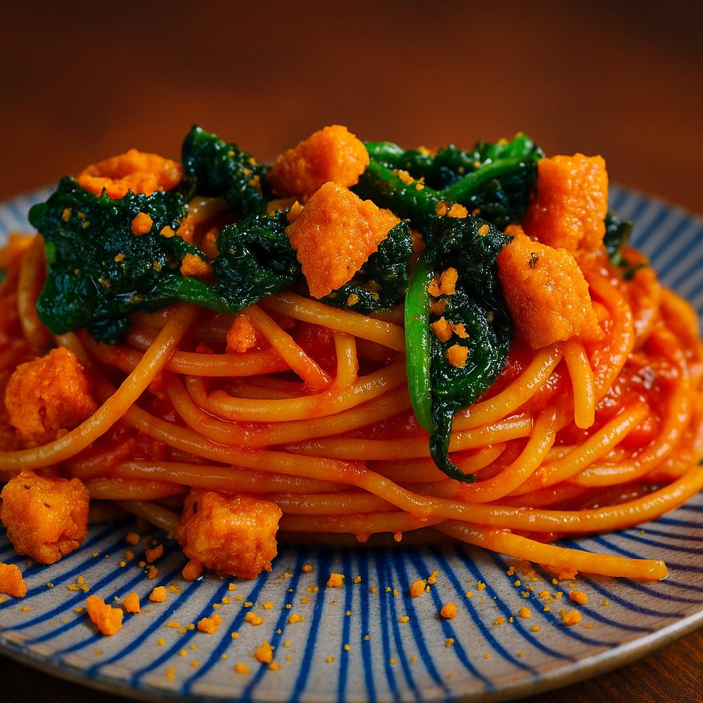 Pasta con sugo alle alici fresche ed olio evo al basilico bio (Copia)