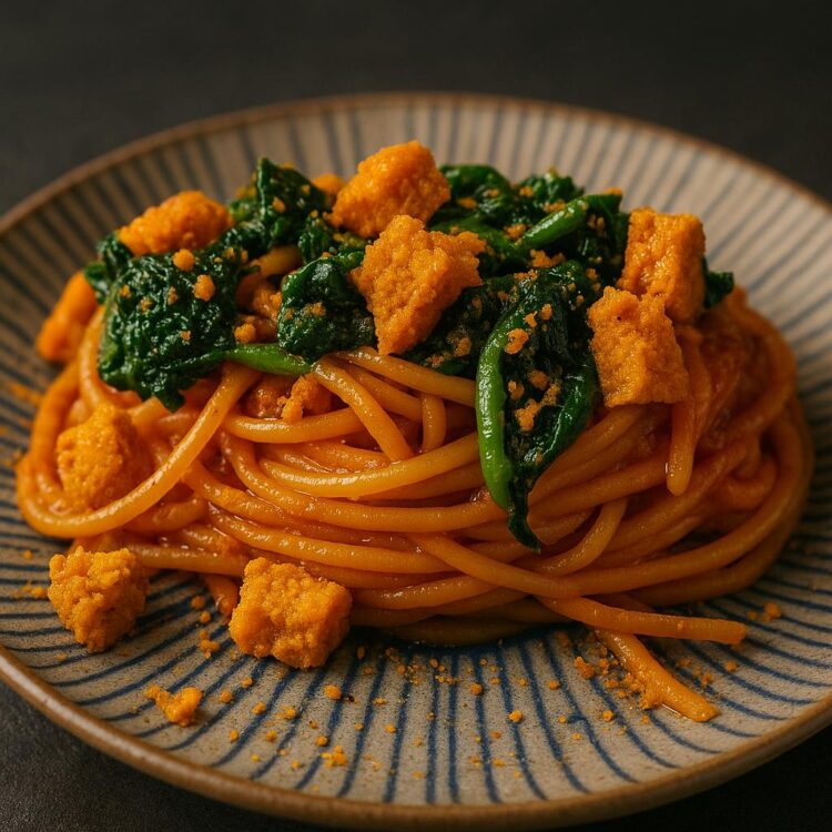 Pasta con sugo alle alici fresche ed olio evo al basilico bio (Copia)